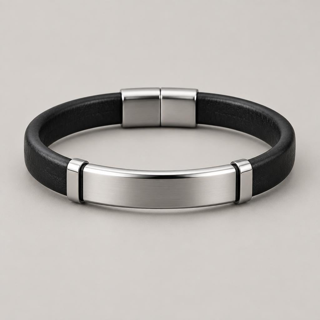 Pulsera de cuero con acero VÉLOR