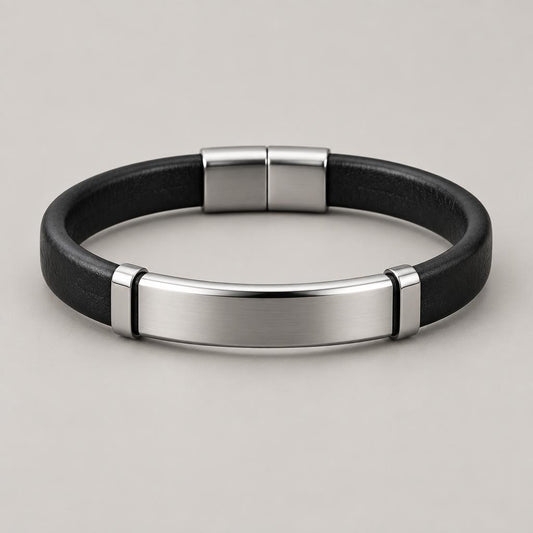 Pulsera de cuero con acero VÉLOR