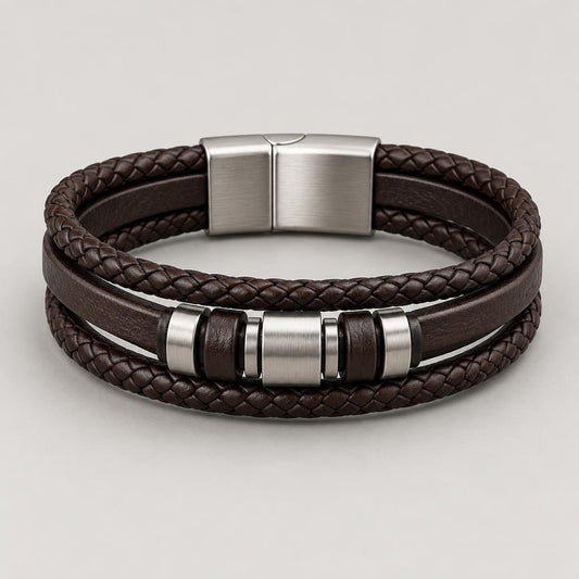 Pulsera de cuero y metal VÉLOR